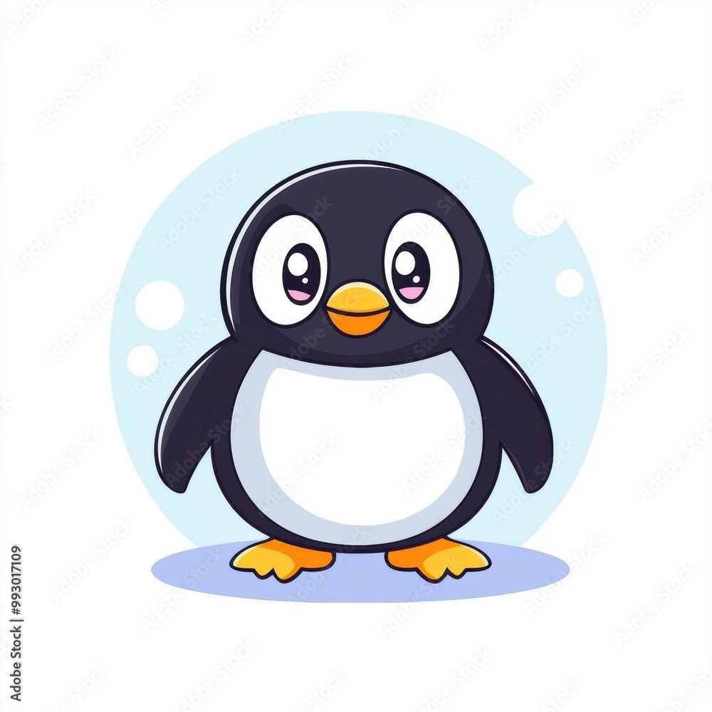 Poster Cute Penguin Cartoon.