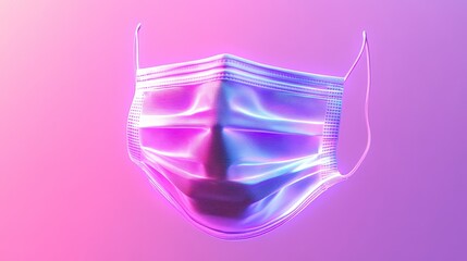 Vibrant depiction of a surgical mask with neon lighting effects