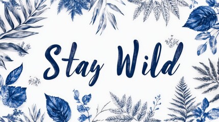Fototapeta premium Inspirational message surrounded by artistic blue and white botanical designs