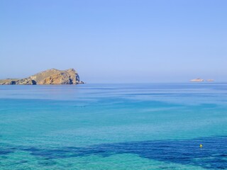 Fototapeta premium panorama of a cove with boats on the island of Ibiza. High quality photo