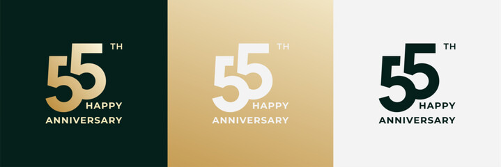 Logo 55th, 55 years anniversary, Creative design for celebration, birthday, greeting and invitation. Editable file