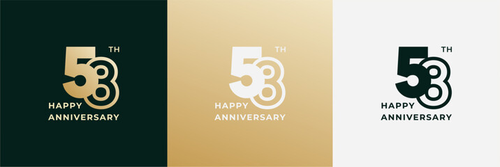 Logo 58th, 58 years anniversary, Creative design template for celebration, birthday and invitation. Editable file