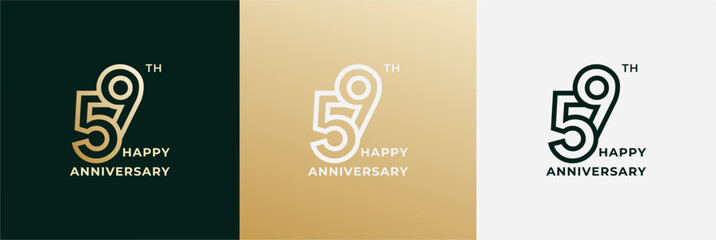 Logo 59th, 59 years anniversary, Creative design template for celebration, greeting and invitation. Editable file