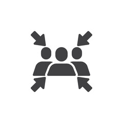 Group of people and arrows vector icon