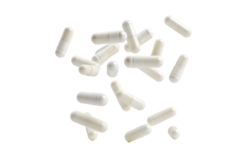 Plummeting capsules, pristine white setting,
