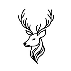 Deer head line art Victor illustration with white background 