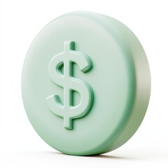 Obraz premium 3D stylish green coin featuring a dollar sign, ideal for finance, investment, or savings-themed projects and presentations.