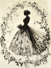 Graceful Figure in Flowing Gown Surrounded by Nature
