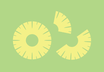 Pineapple set. Isolated pineapple on green background. Pineapple ring logo