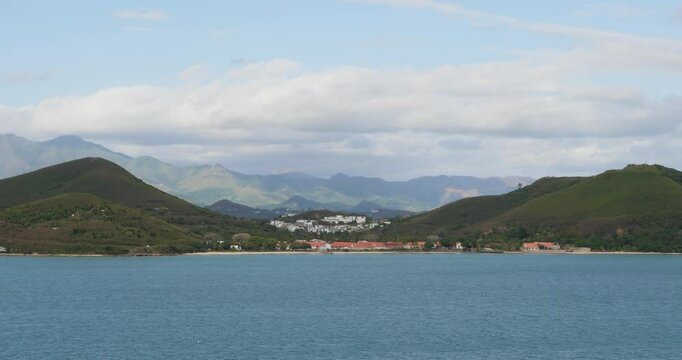 Panoramic view of Noumea, New Caledonia. View of the mountain range.