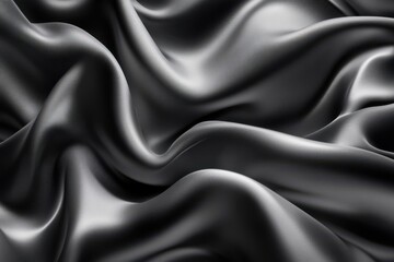Obraz premium Elegant patterned wallpaper: modern silk backdrop featuring fluid wave designs. Stylish minimalistic aesthetic in monochrome high definition