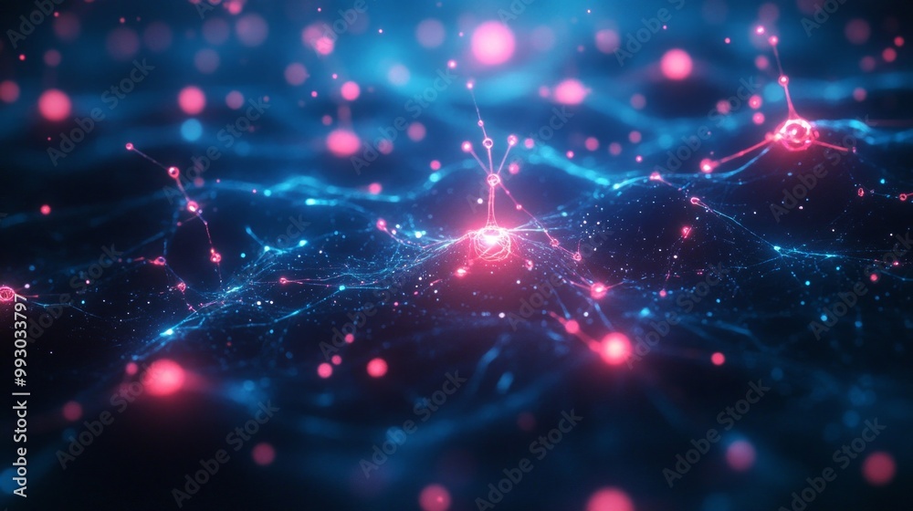 Poster neon illustrations of string theory concepts showcasing multidimensional strings and theoretical phy