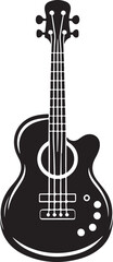 Obraz premium Acoustic bass guitar silhouette vector icon image. on white background