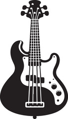 Acoustic bass guitar silhouette vector icon image. on white background