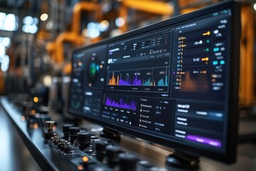 Fototapeta premium Industrial Control Panel with Data Visualization