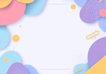 Colorful abstract background with pastel colored geometric shapes, featuring soft curves and playful patterns. This design creates cheerful and inviting atmosphere, perfect for various creative projec