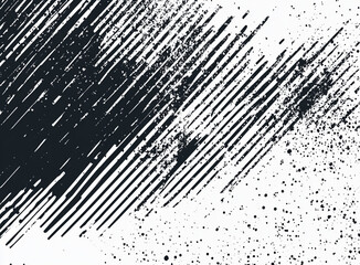 Abstract grunge texture background featuring dynamic black streaks and splatters on white canvas, creating striking visual contrast and an energetic feel
