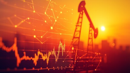 Obraz premium Oil Industry Stock Market Sunset Abstract