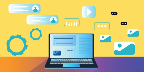 Business Marketing illustrations. Collection of scenes with men and women taking part in business activities. Team man and woman talk, discussion together. Vector modern flat illustration.	
