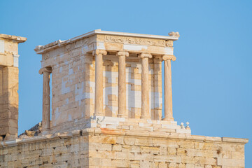 The temple of Athena Nike at Acropolis of Athens, Greece in the summer