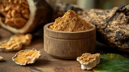 Dried Chaga and Lion's Mane Mushroom Powders