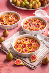Delicious homemade fig pie on kitchen table