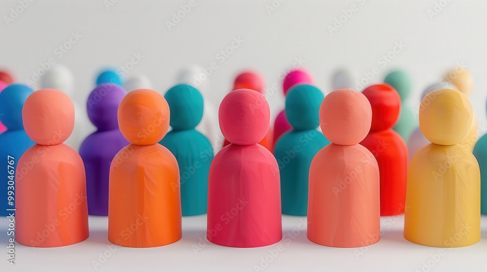Wall mural vibrant 3d clay networking icon, a striking marketing element showcasing interconnected shapes in bo