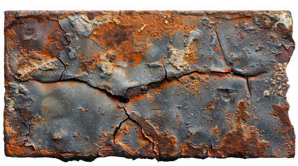 Rusty metal plate, metal sheet plank texture. Scratched grunge metallic texture. Close up Worn metallic iron rusty metal various textured pieces isolated on background for a banner and backdrop