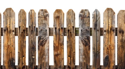 Wooden fence texture wood natural brown isolated on background. Close Up trunk plant of wooden poles, wall fence vintage background. Surface wooden fencing for decoration garden style