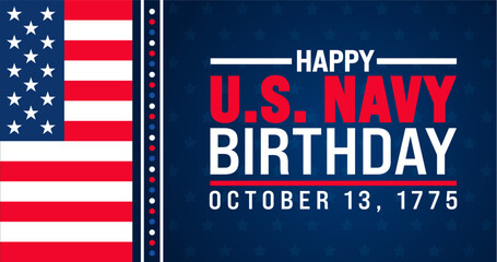Happy U.S. Navy Birthday background or banner design template is observed every year in October. Holiday concept. Template for card, poster, placard, template. eps 10