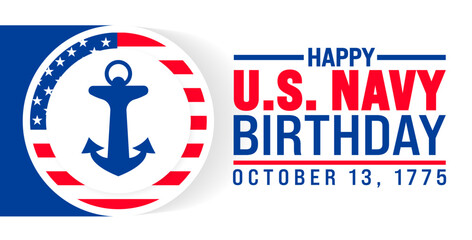 Happy U.S. Navy Birthday background or banner design template is observed every year in October. Holiday concept. Template for card, poster, placard, template. eps 10