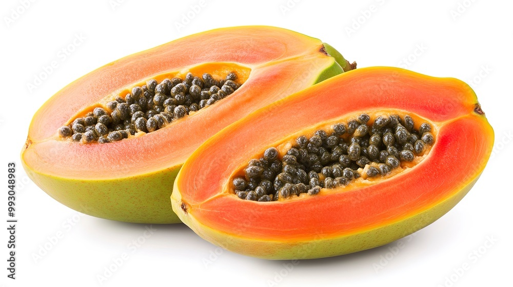 Poster Papaya fruit isolated on white background --ar 16:9 --v 6.1 Job ID: 4db2b873-7b64-424f-906d-40e4dfdb76bd