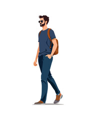 Detailed flat vector people and illustration, man with casual outfit
