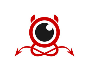 Devil eyes in black lens vector logo