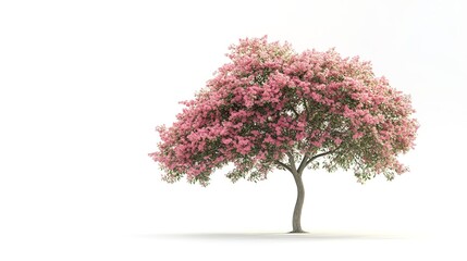 Obraz premium Isolate green,pink , tree on white background ,Big tropical tree isolated on a white background 