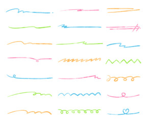 手書きの線のセット、バリエーションセット、水彩