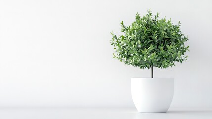 Fototapeta premium Greenery in a pot, set against a clean white background, showcasing the natural charm and serenity of indoor plants 