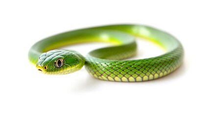 Obraz premium Green snake isolated on white background 
