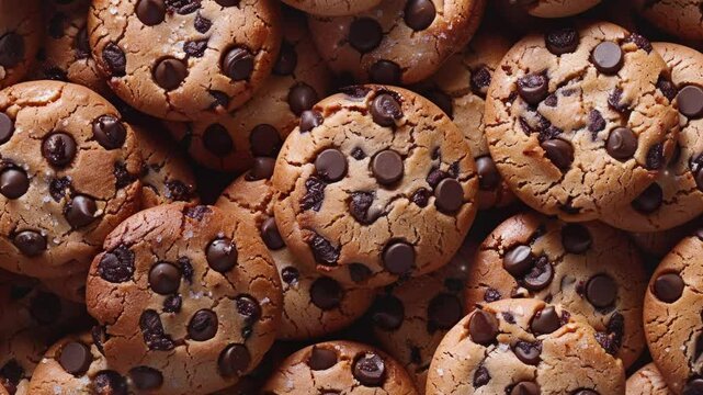 Close up of Bake Cookies background, top view. Photorealistic high resolution macro photography for advertising or food design.