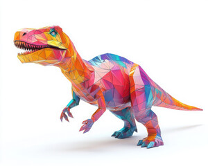 Fototapeta premium Colorful geometric dinosaur model, white isolated background
