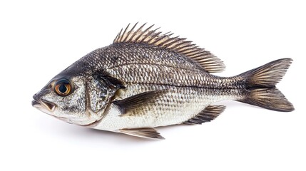 Fototapeta premium Fresh black bream fish isolated on white background 