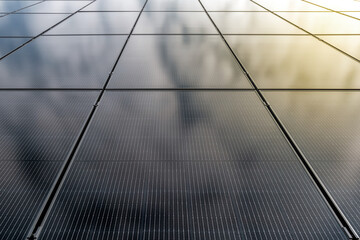 Solar panels photovoltaic power station. Alternative sources of electricity. Green and clean energy...