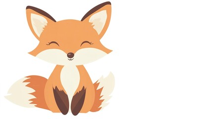 Obraz premium Cute fox on plain white background 