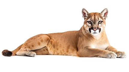 Obraz premium Cougar portrait standing lying sitting isolated white background 