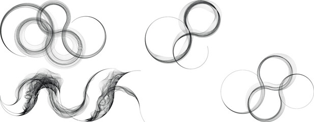 Decorative swirl of lines . Intertwined one lines circles. Abstract flow linear fluid shapes .Curly design element. Music sound wave . Swirl calligraphic flourish divider ornament design.Vector  © miloje