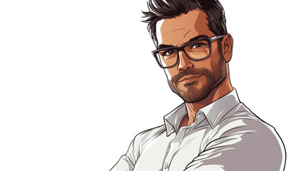 Professional man with glasses, isolated view transparent background