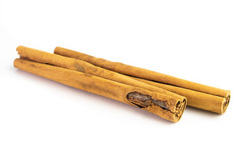 Cinnamon sticks isolated on white background. Cinnamon packaging
