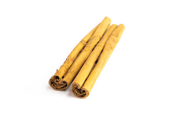Cinnamon sticks isolated on white background. Cinnamon packaging