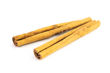 Cinnamon sticks isolated on white background. Cinnamon packaging