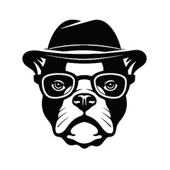 Image the portrait of a bulldog in the glasses. Vector illustration